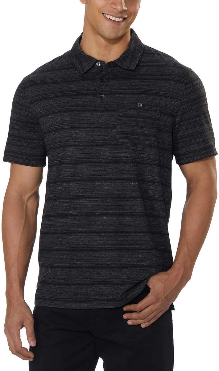 English Laundry Mens Short Sleeve Polo (Black, Medium)