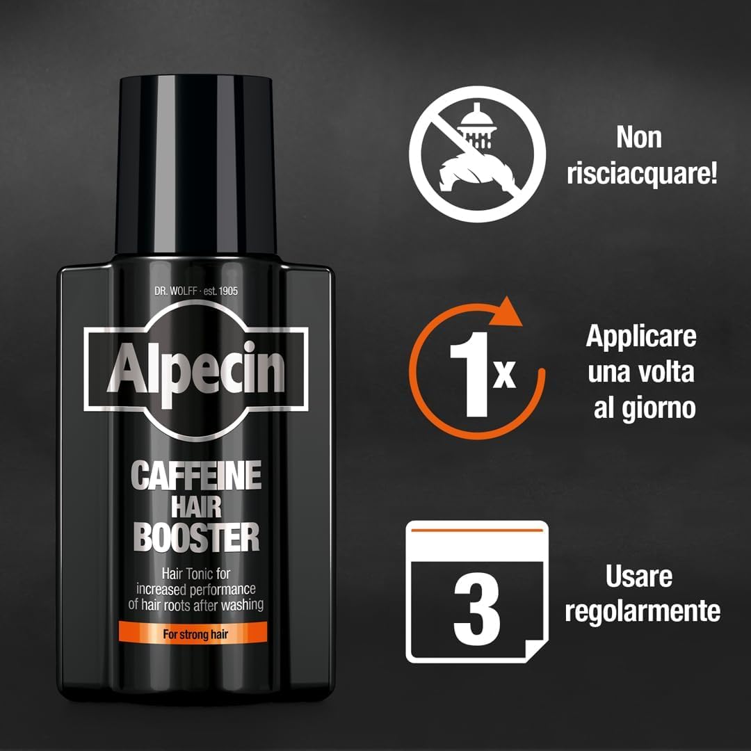 Alpecin Caffeine Hair Booster, 2 x 200 ml - Tonico per rinforzare le radici dei capelli