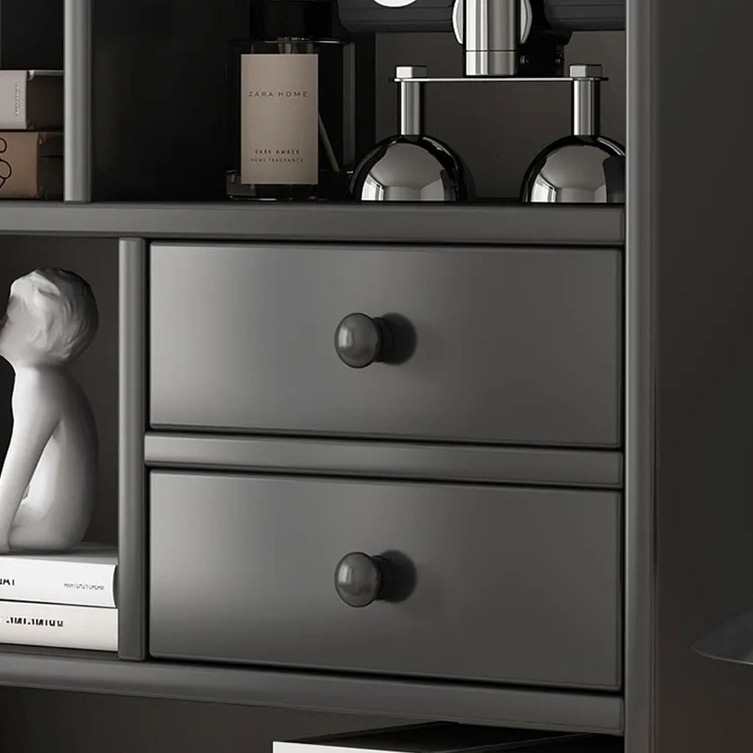 Schreibtisch Bücherregal Tischregale Organizer Schreibtischzubehör for Wohnzimmer Küche Büro Schlafzimmer Badezimmer Schreibtischregale for Schreibtischplatte Und Kommode(Black,24in/60cm)