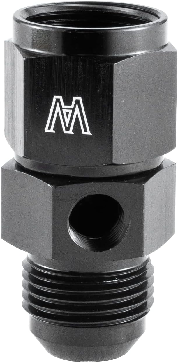 10AN Female to AN10 Male Flare Fitting Adapter Union with 1/8" NPT Pressure Port Aluminum Black Gauge Sensor Coupler