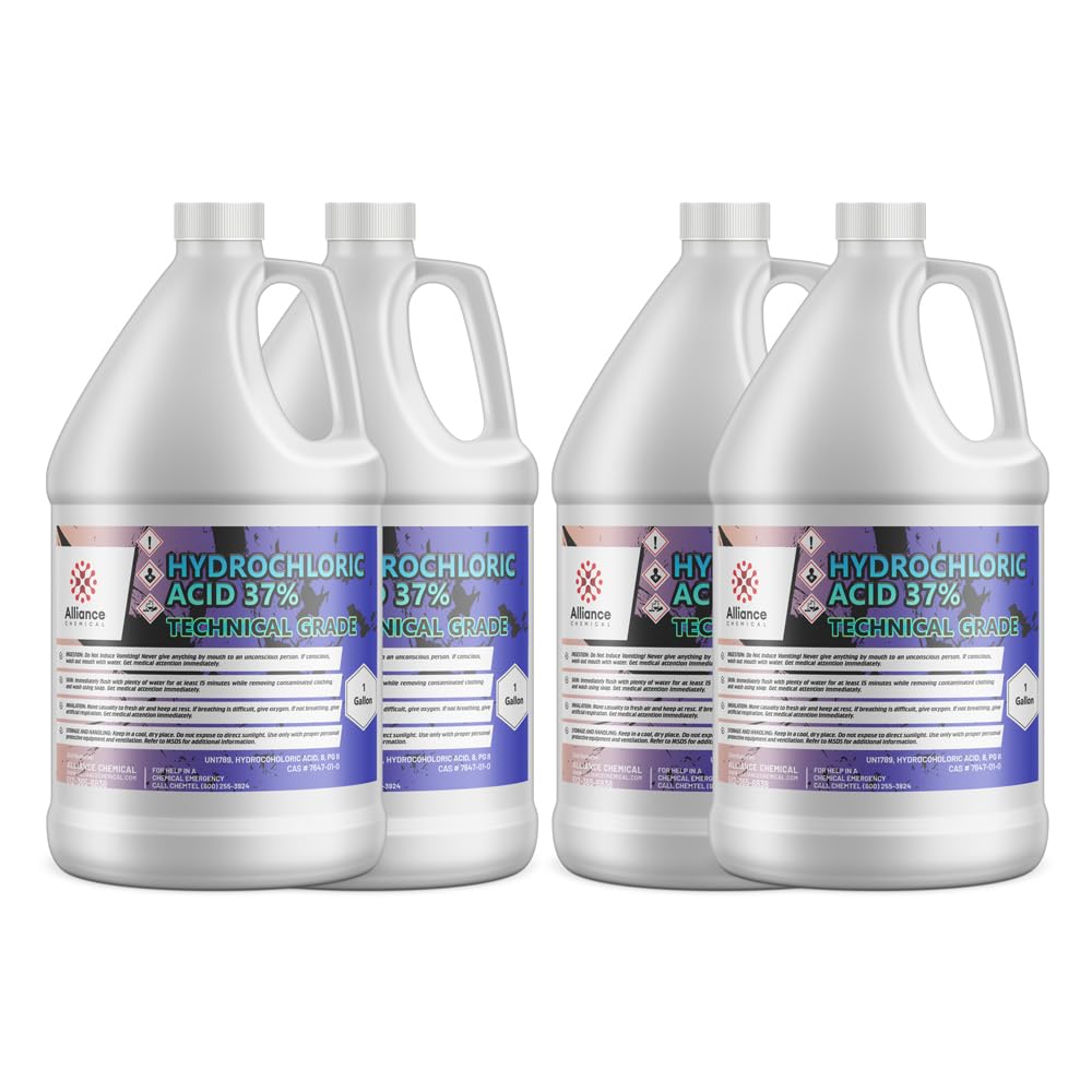 Alliance Chemical Hydrochloric Acid 37% (HCL 37%) - Technical Grade - Muriatic Acid - 1 Quart - Ideal for Labs and Minor Industrial Tasks