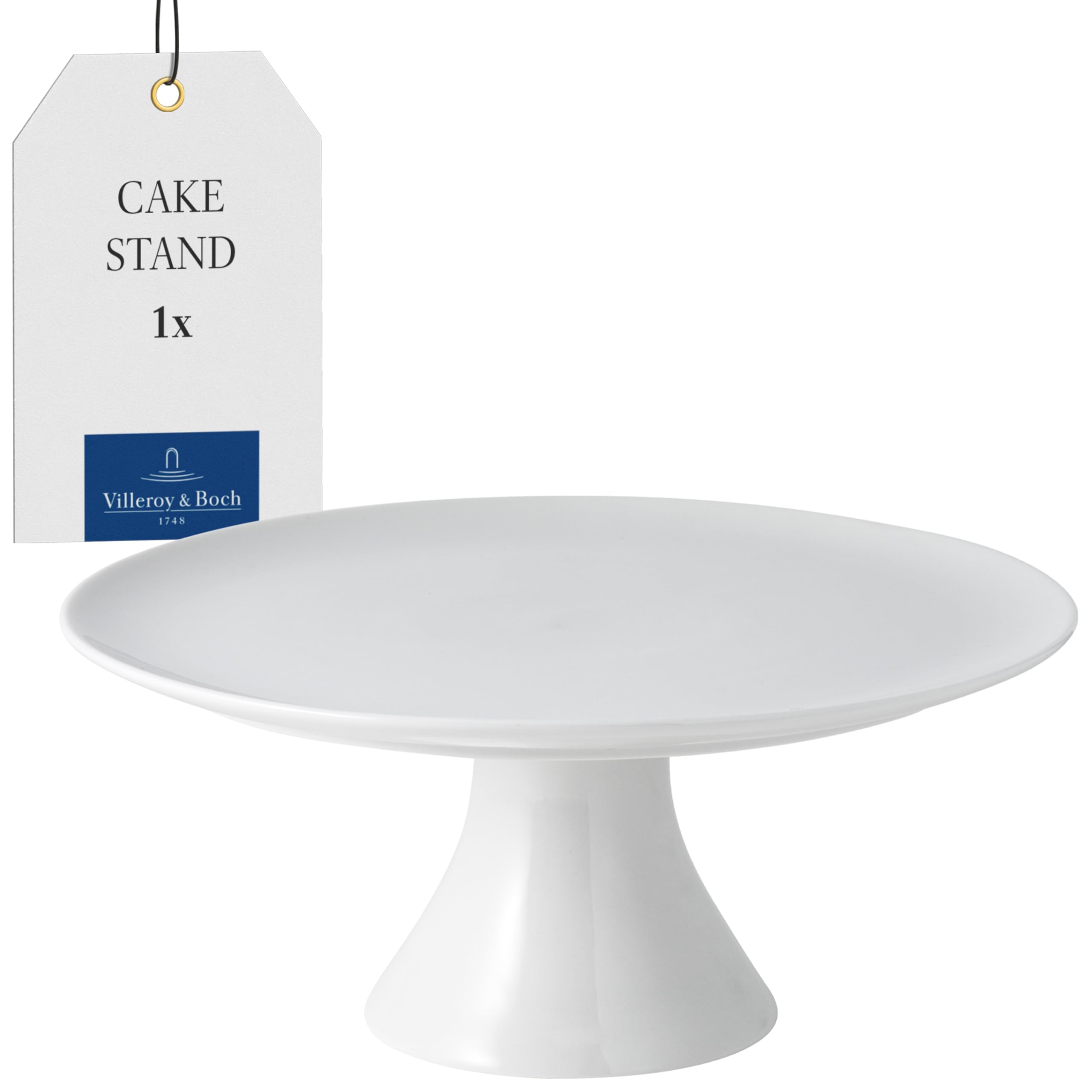 Villeroy & Boch - for Me Cake Plate on Stand, Presentation Plate for Delicious Cakes and Pastries, Premium Porcelain, Dishwasher Safe, White