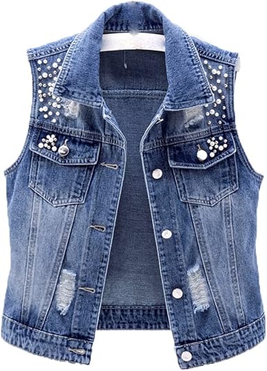 Sleeveless Women Vest Summer Denim 