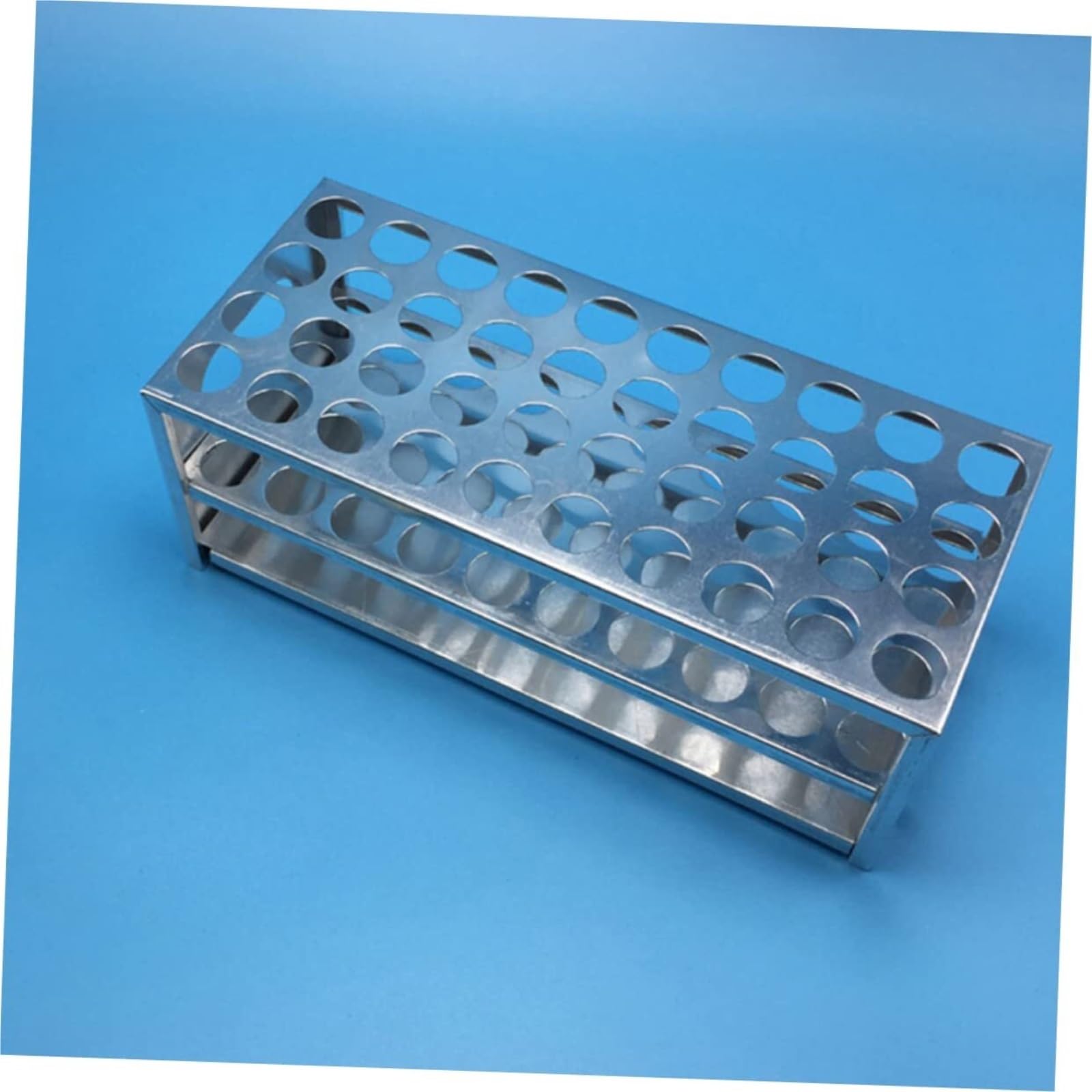 Estante de tubo de prueba de acrílico, Gradilla for tubos de ensayo laboratorio 40 agujeros plata 23,5x8,5x9,5cm acero inoxidable