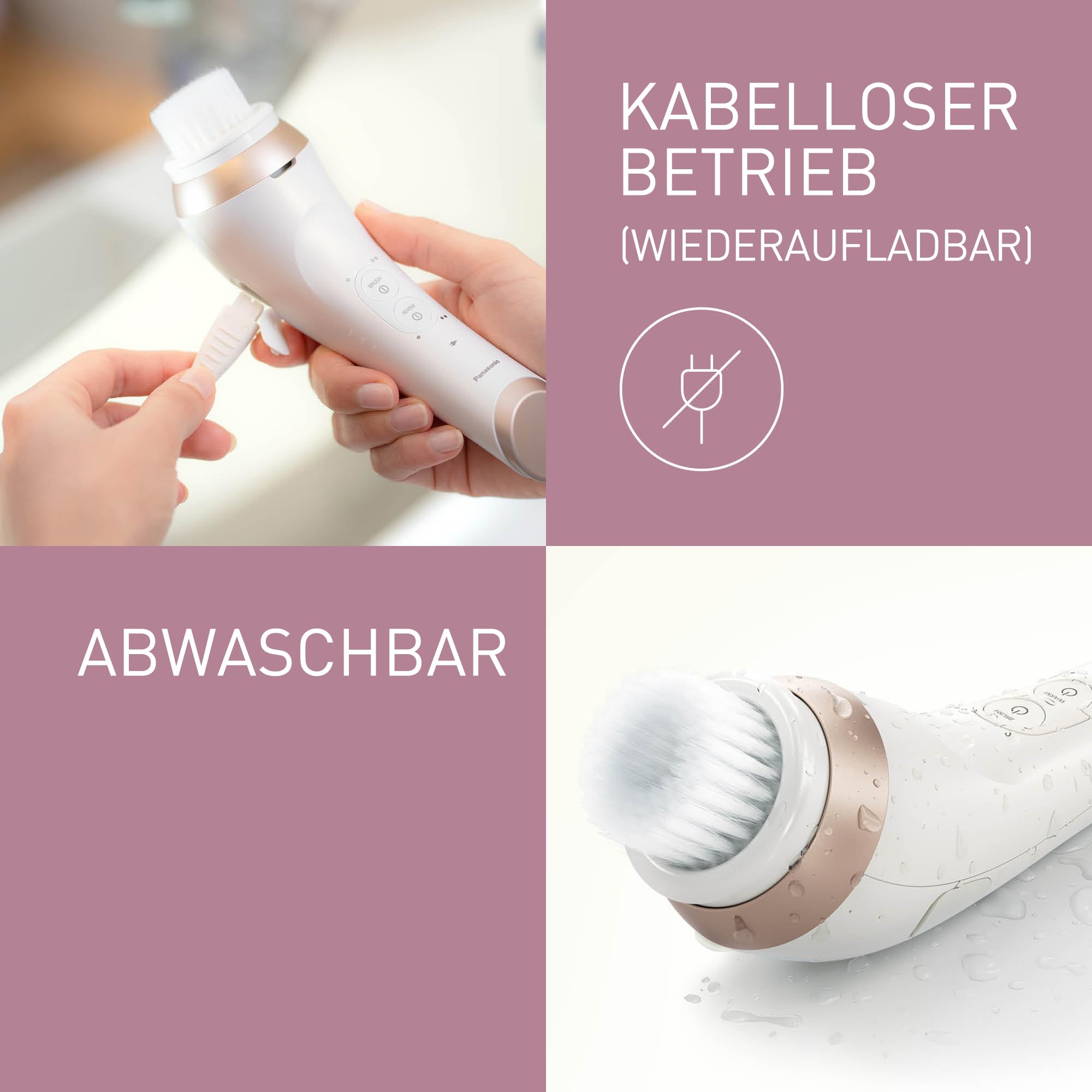 Panasonic Prestige 3-in-1 Gesichtsbürste EH-XC10, Japanese Rituals, Tiefenreinigung, Make-up-Entfernung, Mikroschaumtechnologie