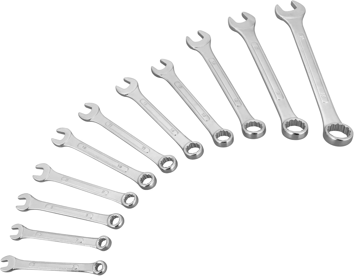 Performance Tool W1042 11 Pc. Metric Wrench Set - Nickel Chrome-Plated, Carbon Steel, Storage Rack
