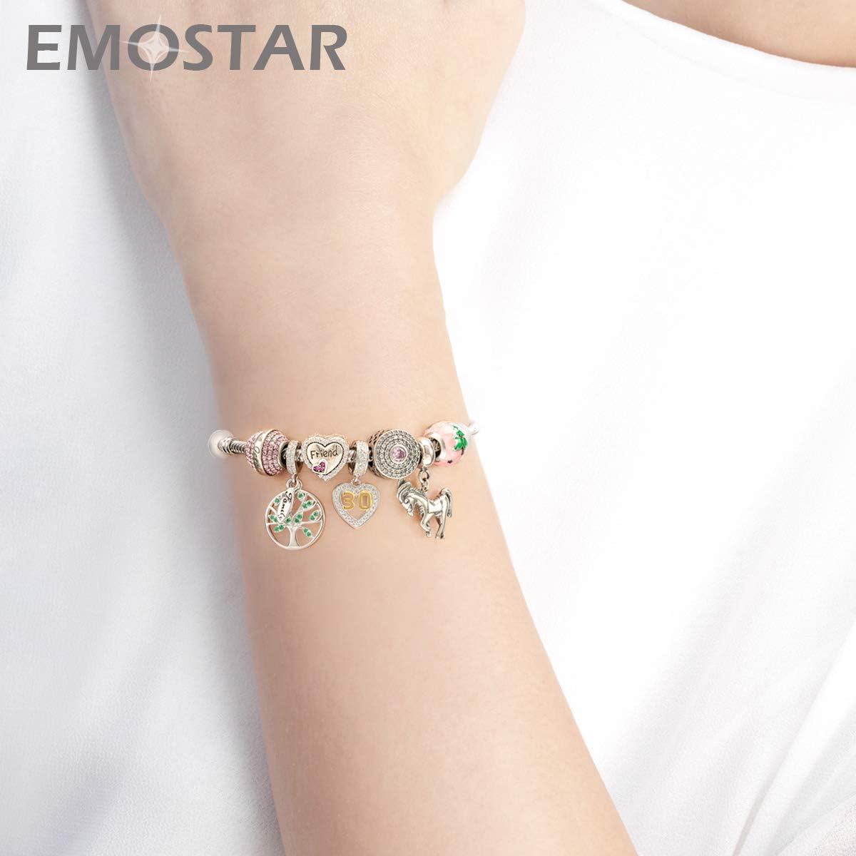 EMOSTAR Mothers Day Series Charms, 925 Sterling Silver Mother Daughter Sister, Tree Man, Family Tree of Love, Best Friend, Mom Heart Beads, Gifts for Family/European Women Bracelet