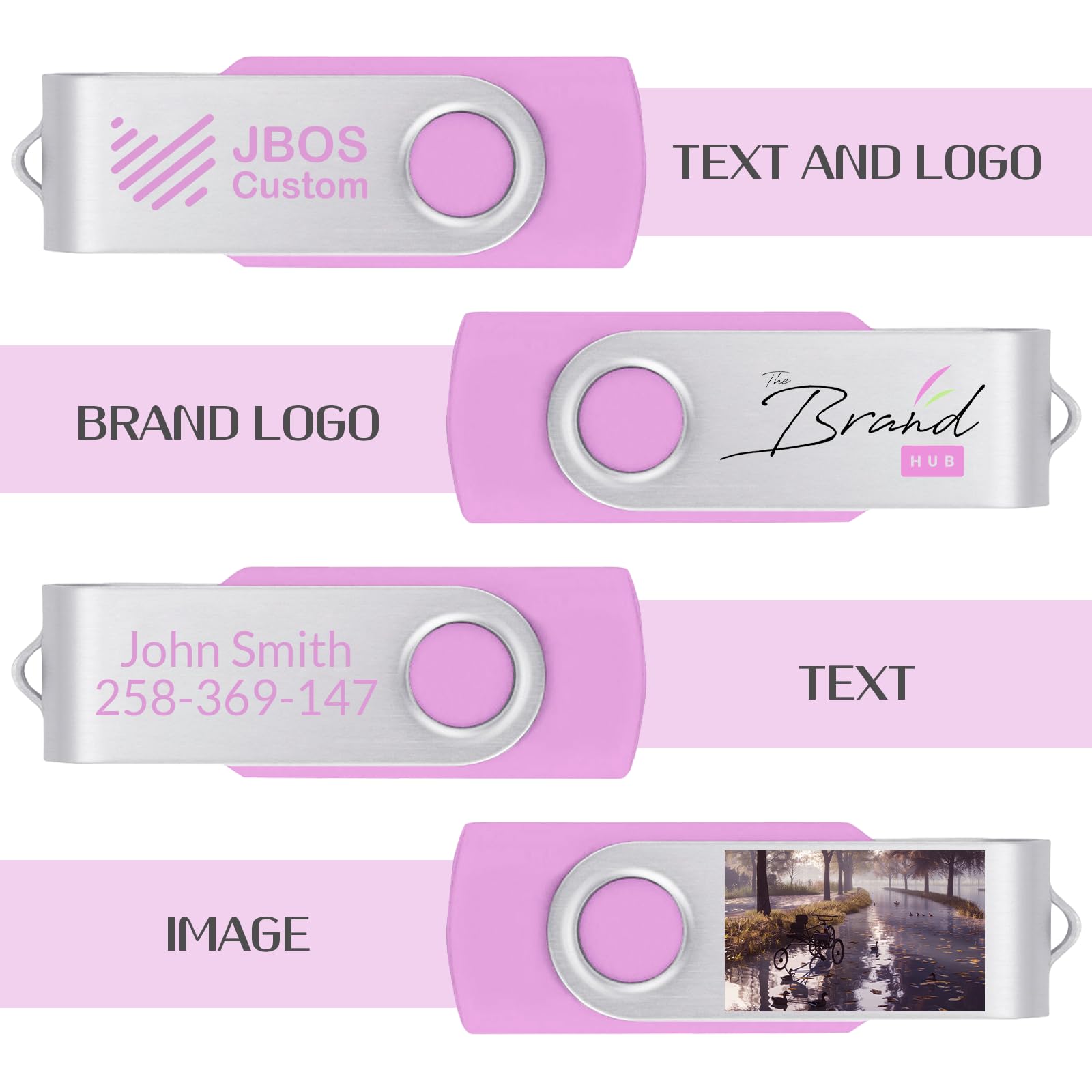 Niestandardowe pendrive USB 32 GB, USB 3.0, spersonalizowane pendrive'y z logo do biznesu, wydarzeń, drukowania tekstu lub obrazu, niestandardowe karty pamięci JBOS - różowe