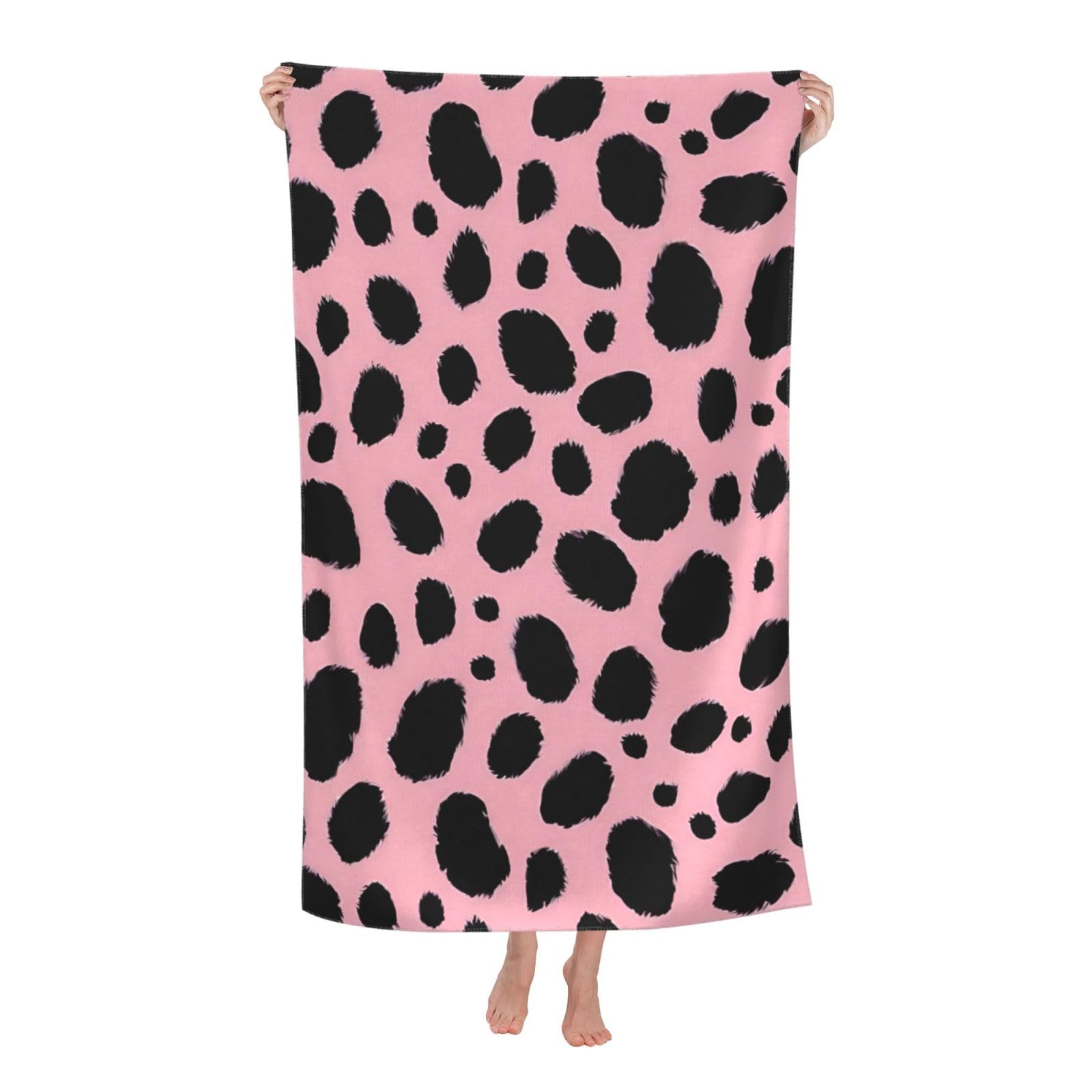 Pojknbv White Leopard Print Print Oversized Adult Beach Towel Quick-Dry Comfortable Lightweight Travel Pool Camping