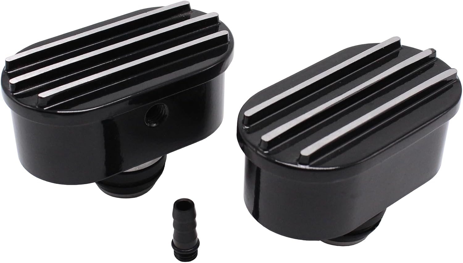 Aluminum Oval Finned Valve Cover Breather PCV Combo Kit Fit for Chevy Ford