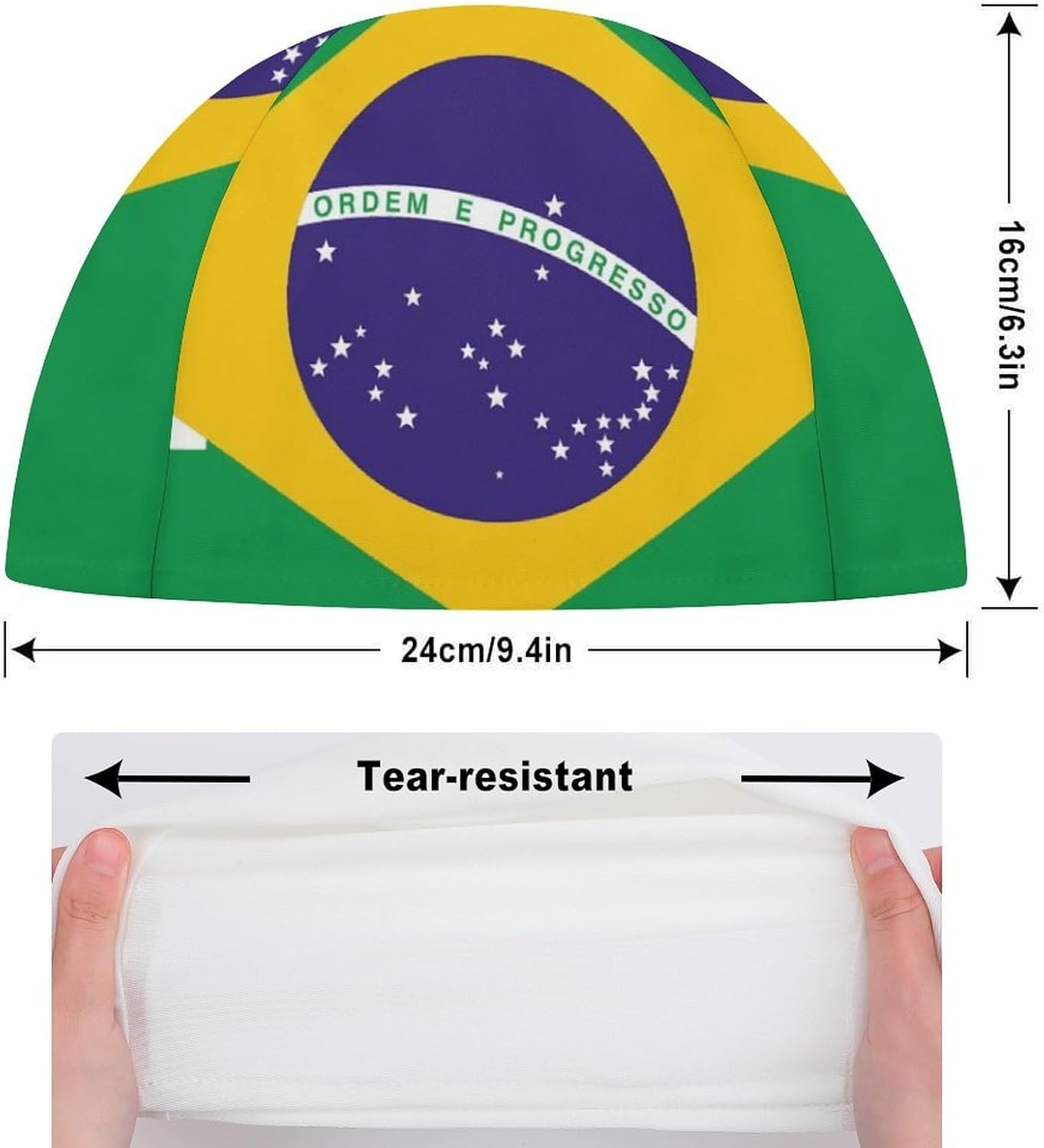 Brazil Brazilian Flag Womens Swim Cap for Men Adult Swimming Hat Curly Short Medium Long Hair