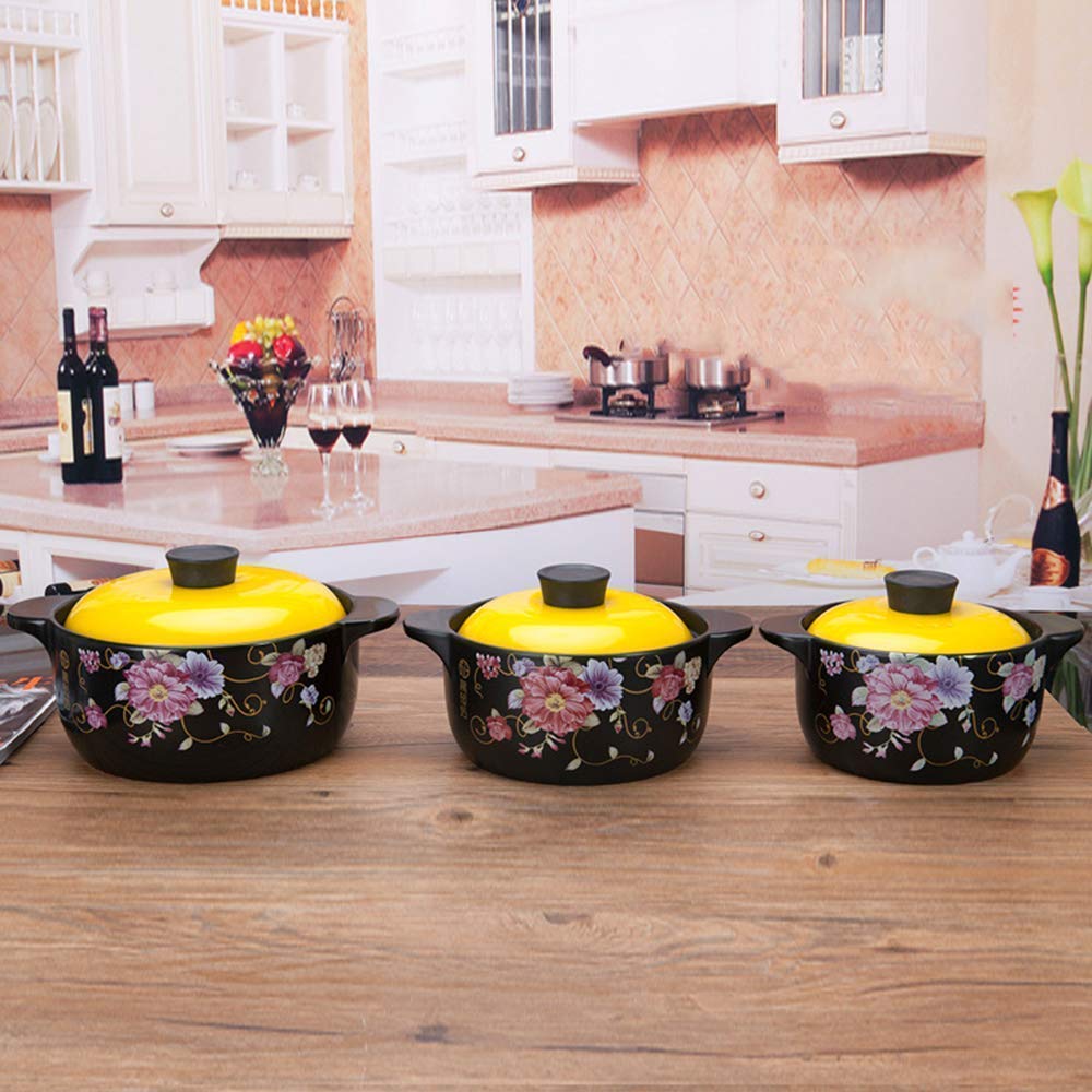 Cazuela Cerámica Redonda con Tapa Cazuela de Barro con Cazuela de Barro Honda con Sopa de Cebolla Olla Saludable Olla con Olla para Sopa (4l)