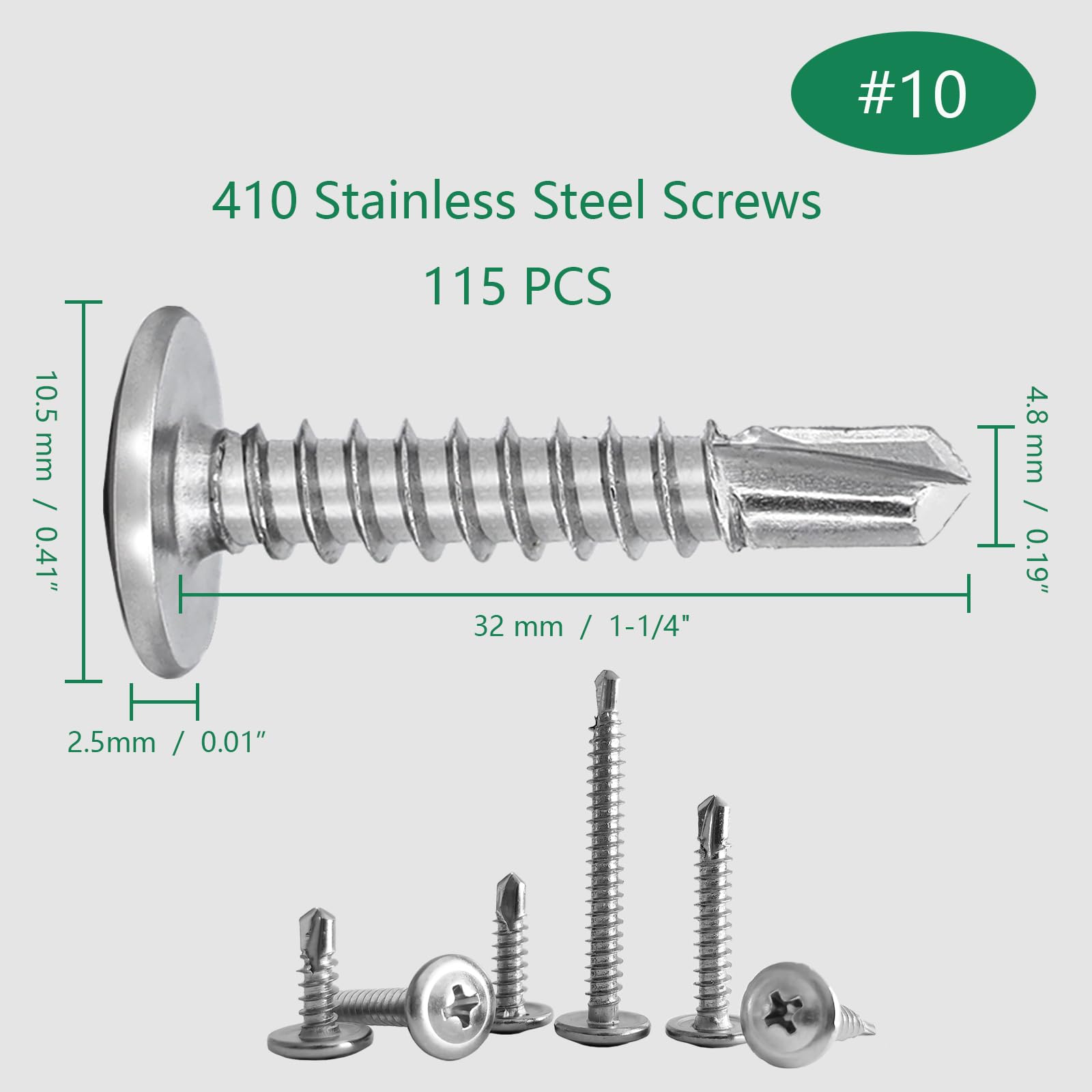 140 PCS M4.8 * 25mm Wafer Head Self Tapping Screw,410 Stainless Steel Modified Truss Head Self Drilling Screws,Tek Screws For Sheet Metal Steel,Aluminum,Wood,Plastics - Image 2