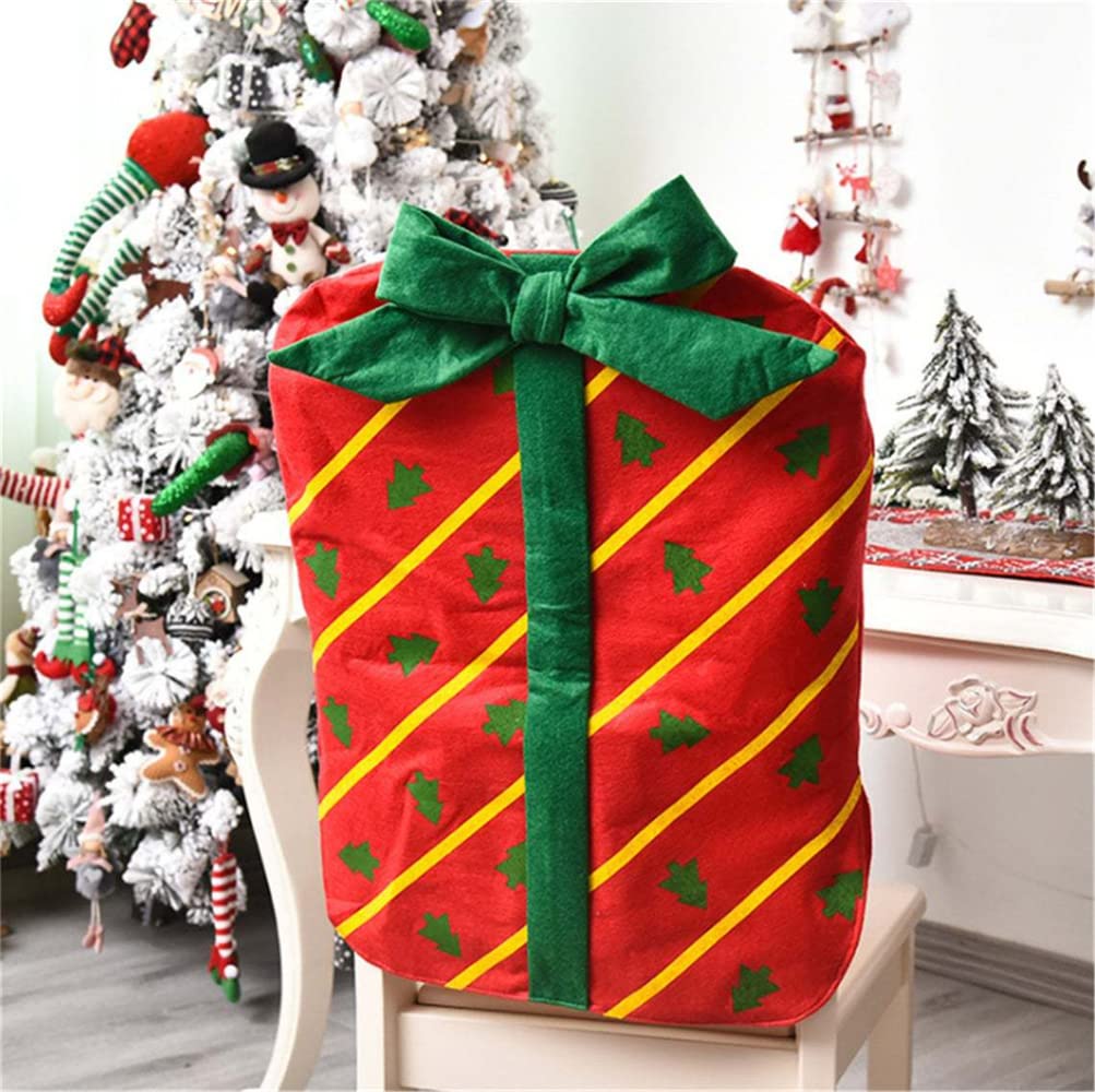 Weihnachts-Stuhlhussen Set – 6 Stück, Rot Mit Weißer Bommel, 50x70 Cm, Aus Filz, Für Festliche Tischdekoration