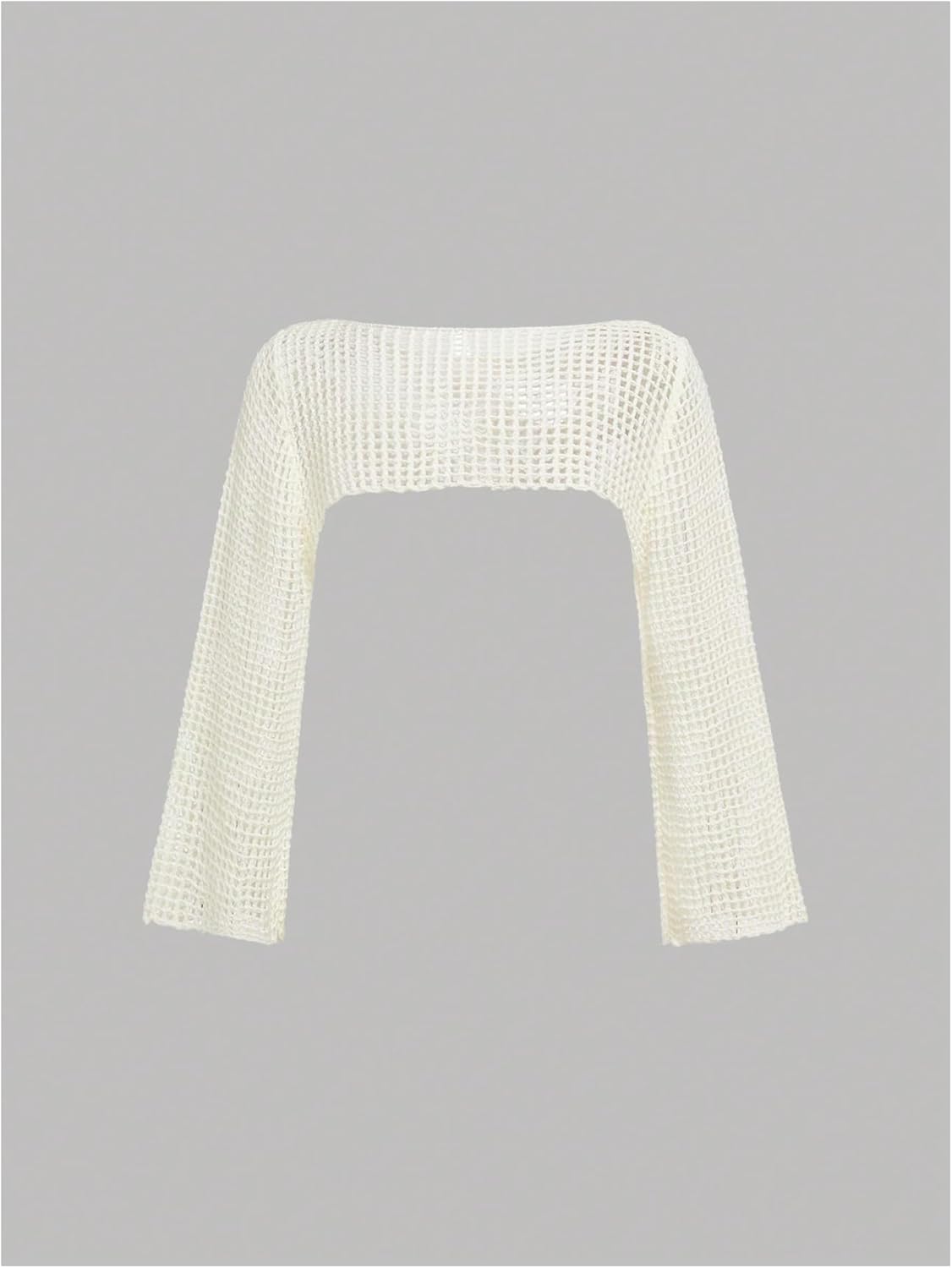 SHENHE Girl's Hollow Out Crochet Knit Sweater Y2K Bell Sleeve Sweater Bolero Shrug Crop Top - Image 3