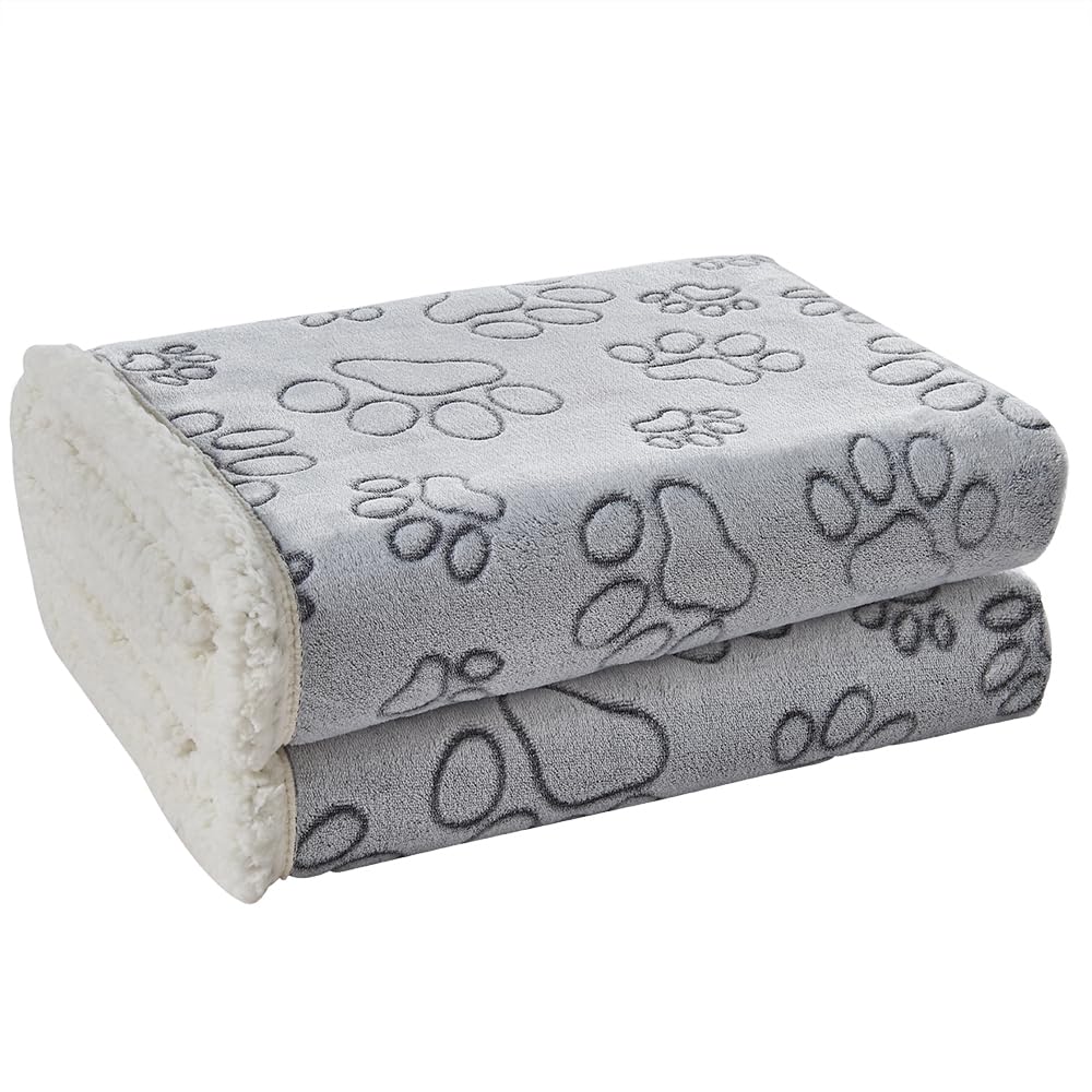 Qeils Dog Blankets for Large Dogs - Waterproof Pet Blanket Washable - Sherpa Fleece Puppy Blanket, Soft Plush Reversible Dog Blanket for Bed Couch Car