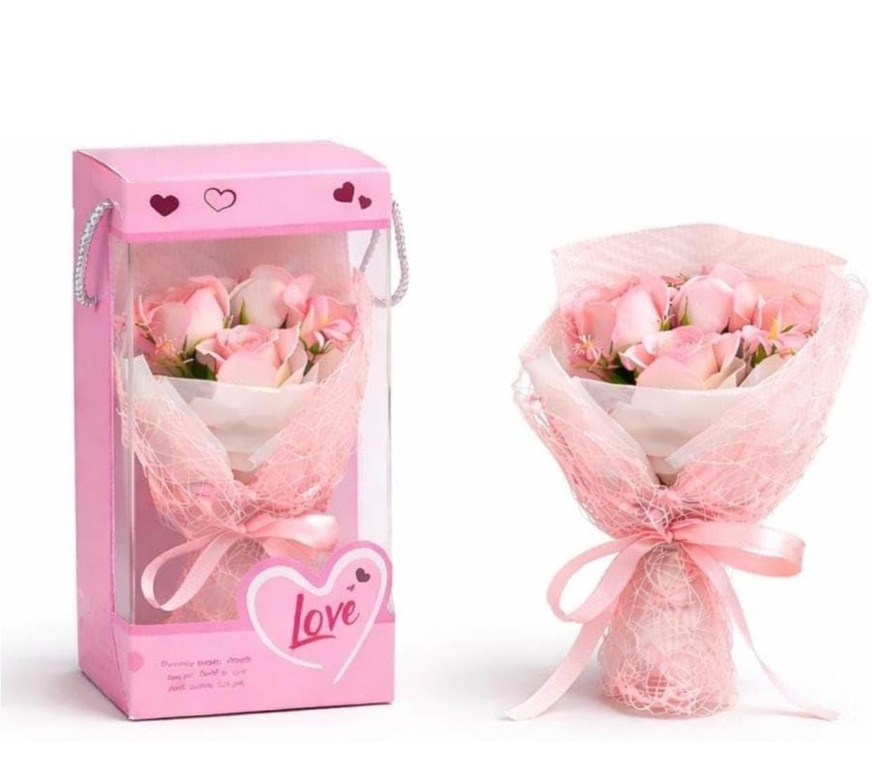 Yadava Artificial Red Rose Flower for Valentine Day Gift Romantic Gift for Girlfriend Boyfriend Husband Wife | Cute Star Keychain, Message Bottle & Love Cards in Premium Gift Box (Pink_Bouquet)