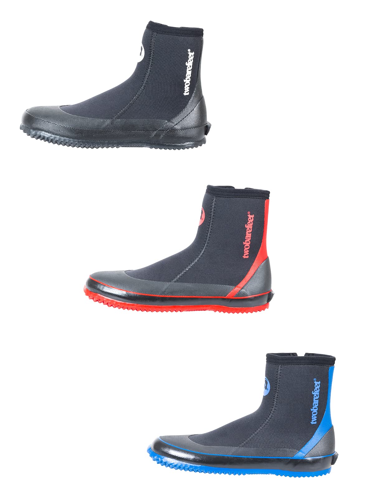 Two Bare Feet 5mm Zipped Wetsuit Boots - Neoprene Boots for Diving, Surf, Beach, Sea, Swim (3, Red)