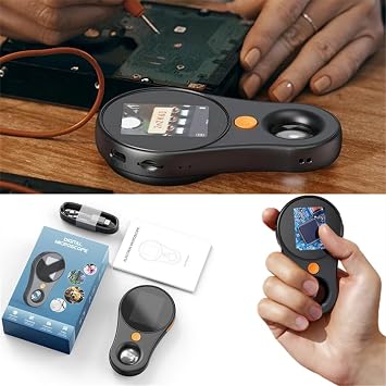 Handheld Digital Microscope, 500X Magnification Digital Handheld Microscopes Magnifier Magnifying Glass, Portable Pocket Microscope with 8 LED 1920x1080P HD for Electronics Coins Jewelry Watch Repair