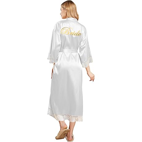 Elegant Long Champagne Satin Bride or Bridesmaid Robe