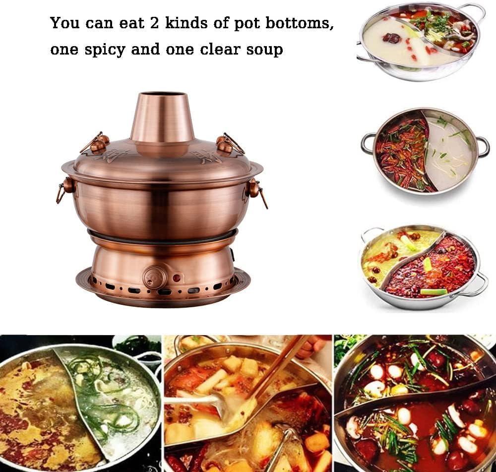 34cm Stainless Steel Chinese Charcoal Hotpot – Old Beijing Style Fondue for Instant-Boiled Mutton, Multi-Person Mongolian Heating(Color:Silver)