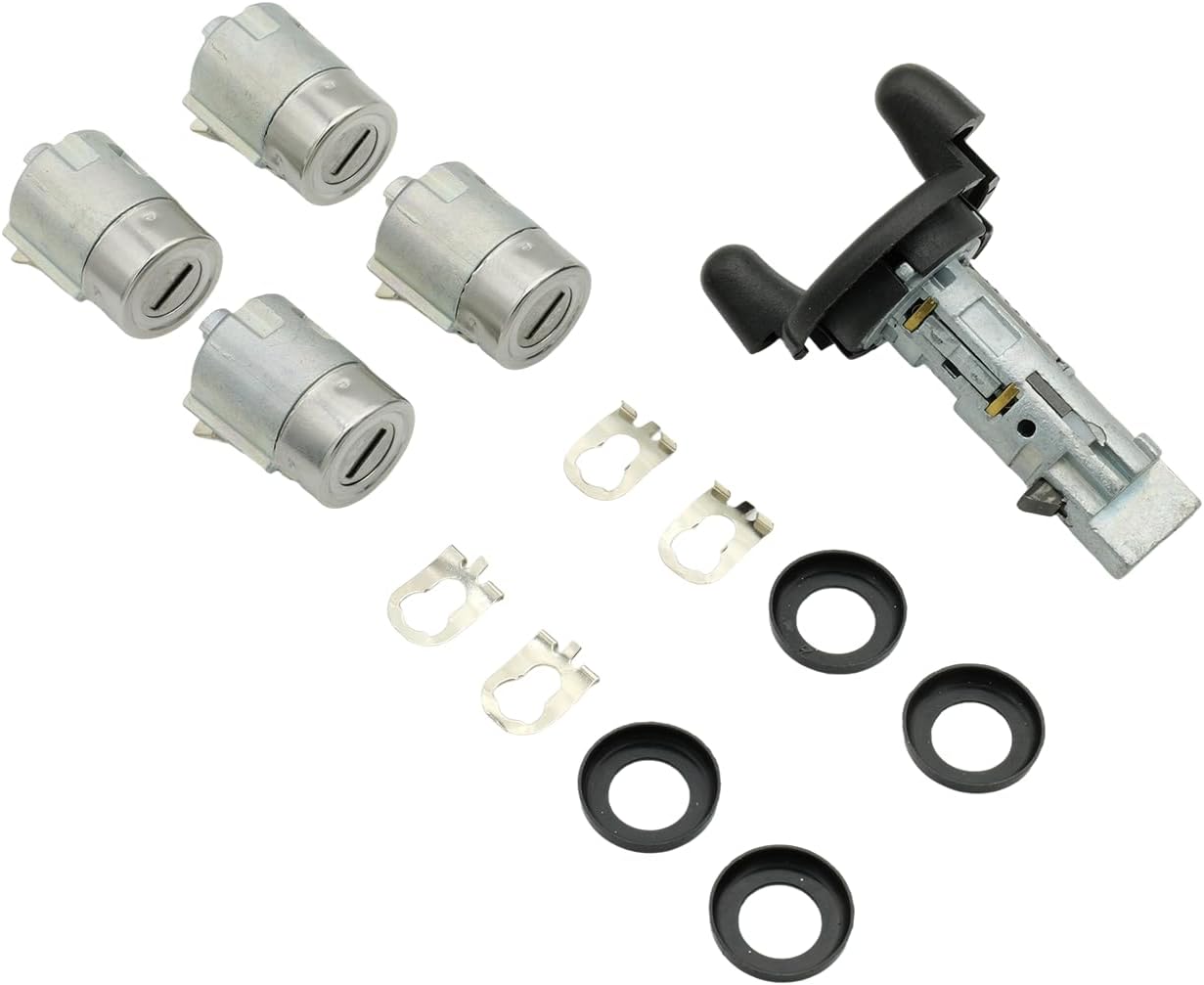 Ignition Switch Lock Cylinder & Four Door Lock Cylinders with 2 Keys and dust cover for Chevy Express 1500 2500 3500 GMC Savana 1500 2500 3500 2001-2007 706591 704600 598007