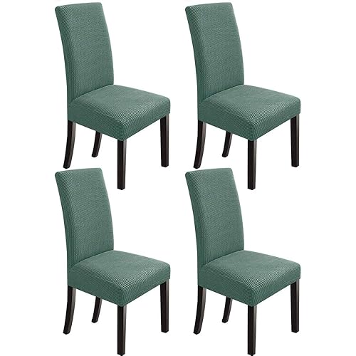 NORTHERN BROTHERS Dining Chair Covers Stretch Chair Slipcovers, 4 Pack Slip Covers for a Dining Chair Removable Washable Parsons Kitchen Chair Covers, Dark Cyan
