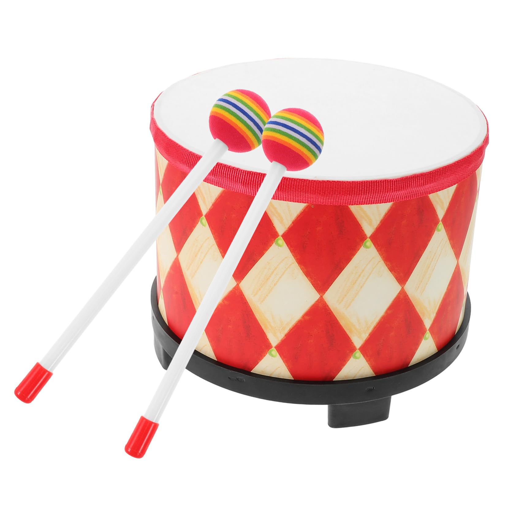 Mipcase Tamburo Cinese per Bambini 8 Pollici con Bacchette, Tamburello a Mano in Legno Sicurezza, Strumento Musicale Educativo per Gioco Sensoriale a Casa e Scuola
