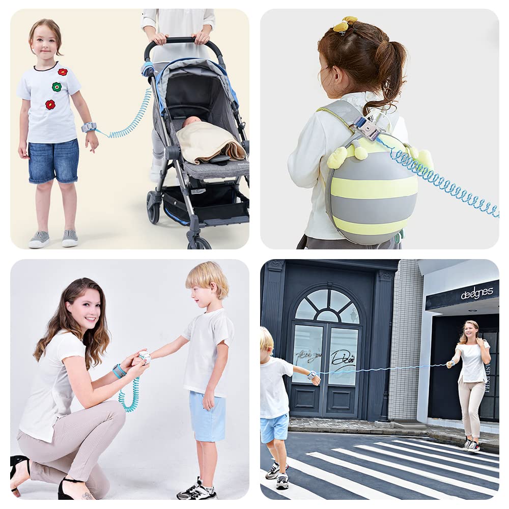 2M Harnais Enfant,Laisse Enfant Poignet de 360° Rotation Harnais de Sécurité,Bracelet Anti-perte Confortable pour Bébé,Voyage Essentiels