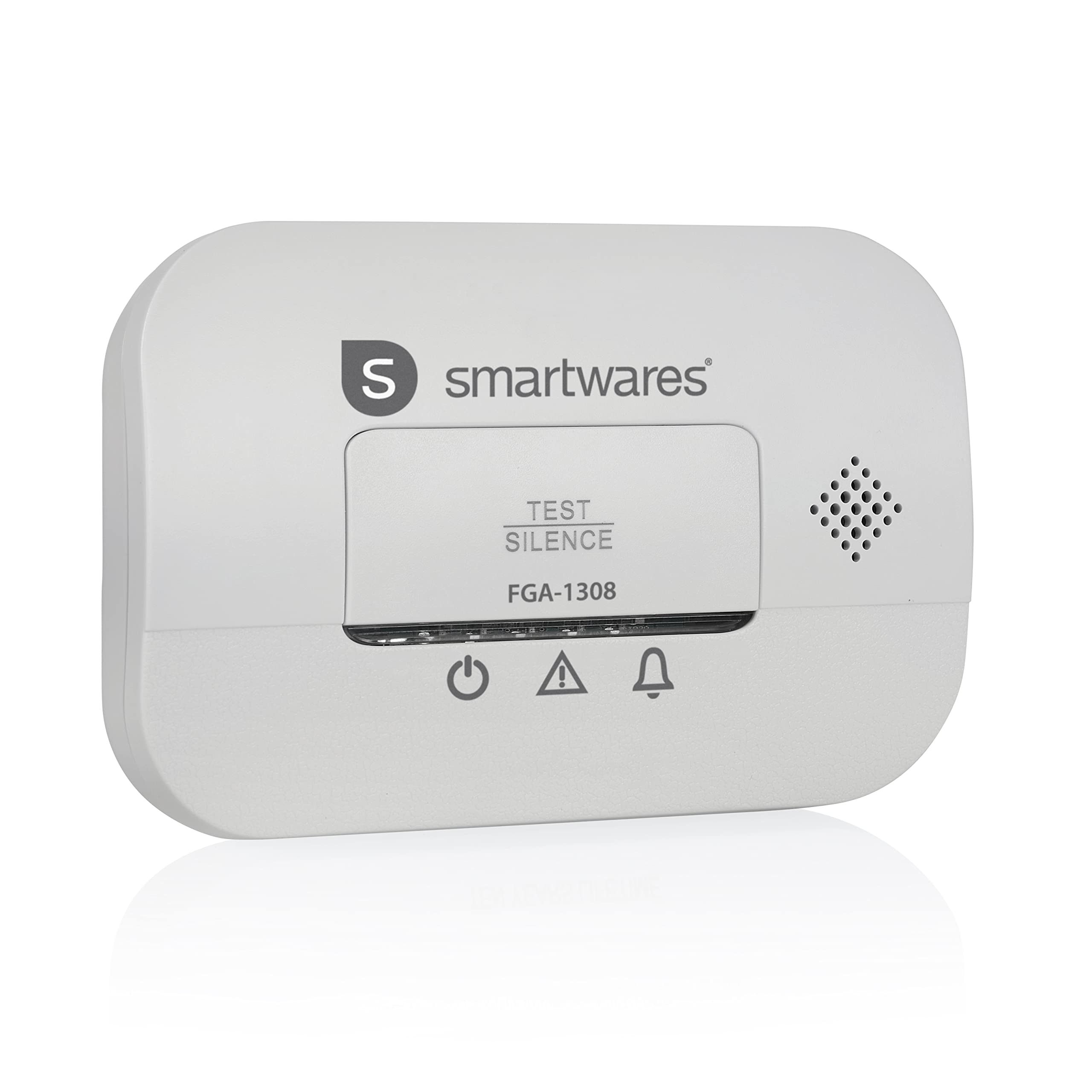 Smartwares FGA-13081FR Carbon Monoxide Detector NF Certified 10 Sensor 3 Year Batteries with Indicator Lights and Test Button, White