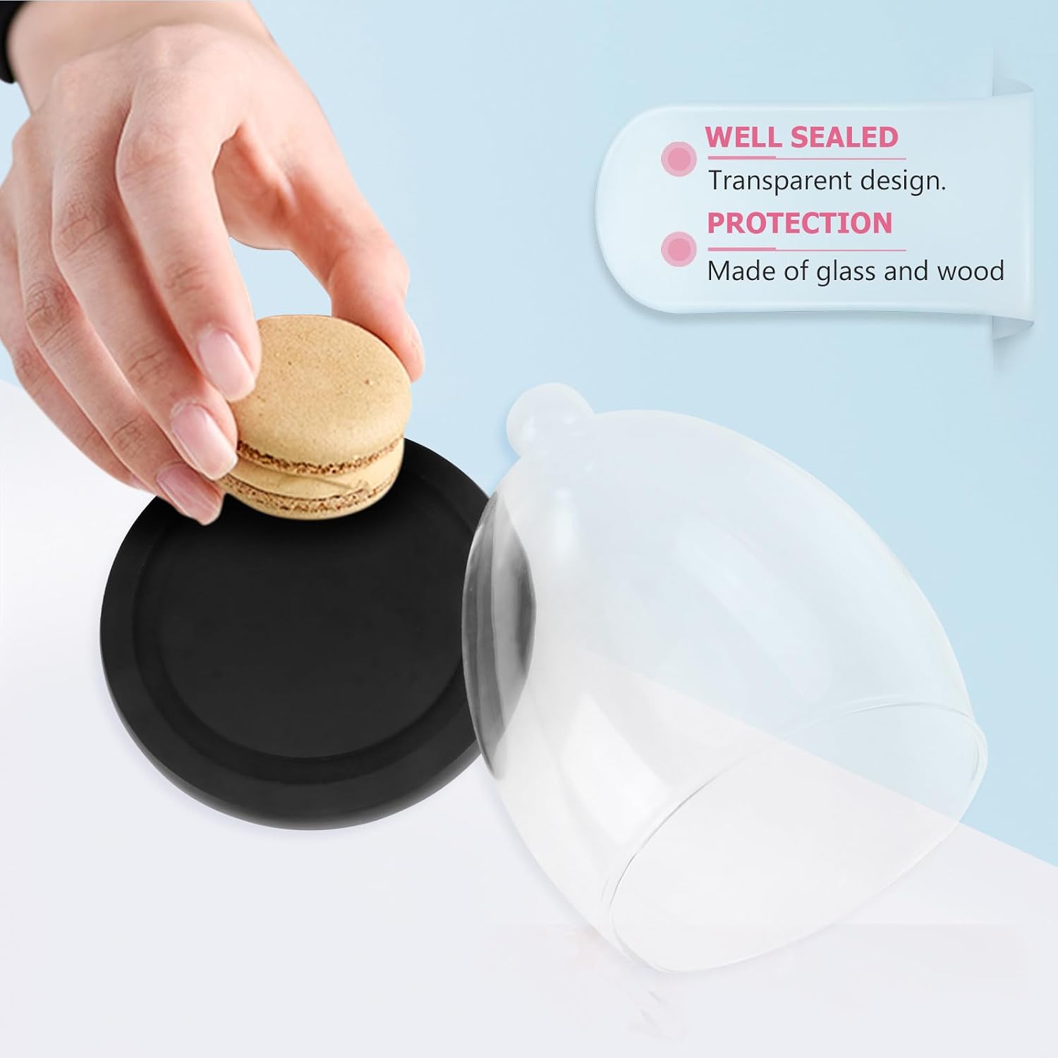 Egg Shaped Glass Display Cloche with Wood Base Lightweight Decorative Dust Cover for Preserved Flowers and Collectibles Suitable for Office and Study