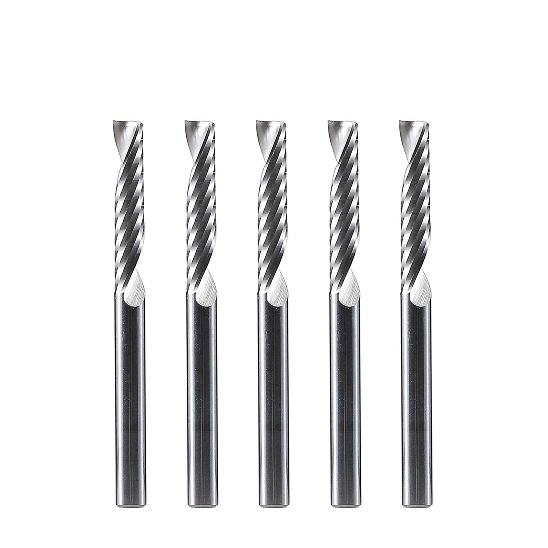 SpeTool 5 piezas de fresas de aluminio de 4 mm (1/6") con vástago CNC para madera VHM, longitud de corte de 22 mm, fresas de vástago para aluminio y plástico
