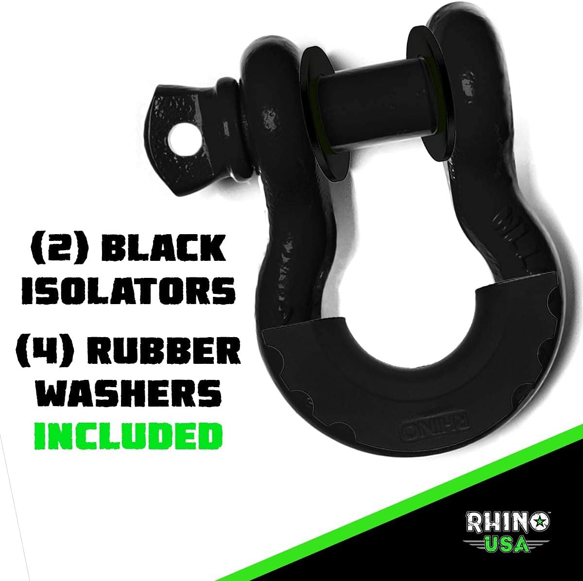 Rhino USA Bundle - Recovery Tow Strap (3x30) + D Ring Shackles (3/4) + Recovery Gear Storage Bag - Guaranteed for Life! : Automotive
