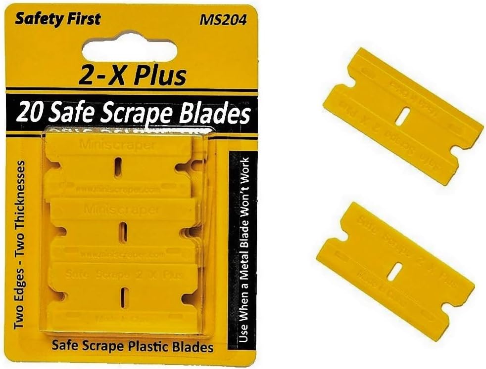 20 Plastic Razor Blades Double Edged with Thicker and Thinner Edges/Decal Remover 2X Plus