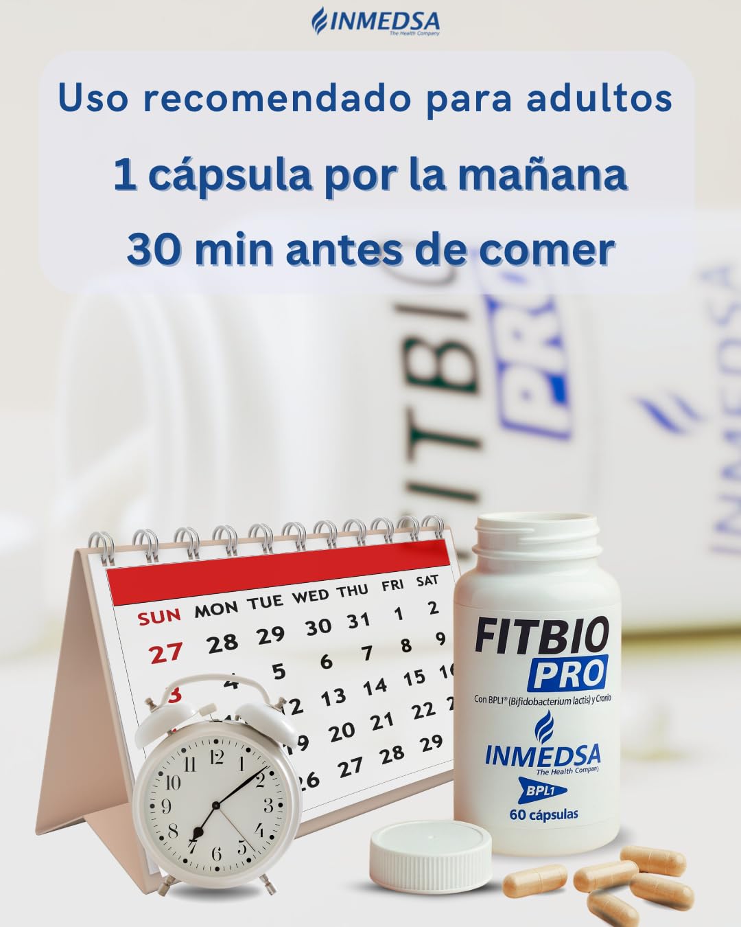 Fit Bio PRO | con BPL1® HT + Cromo | Suplemento Natural | Apoyo al Metabolismo | Bienestar Digestivo | Digestiones Ligeras | Menos Hinchazón | 60 Cápsulas | INMEDSA - The Health Company