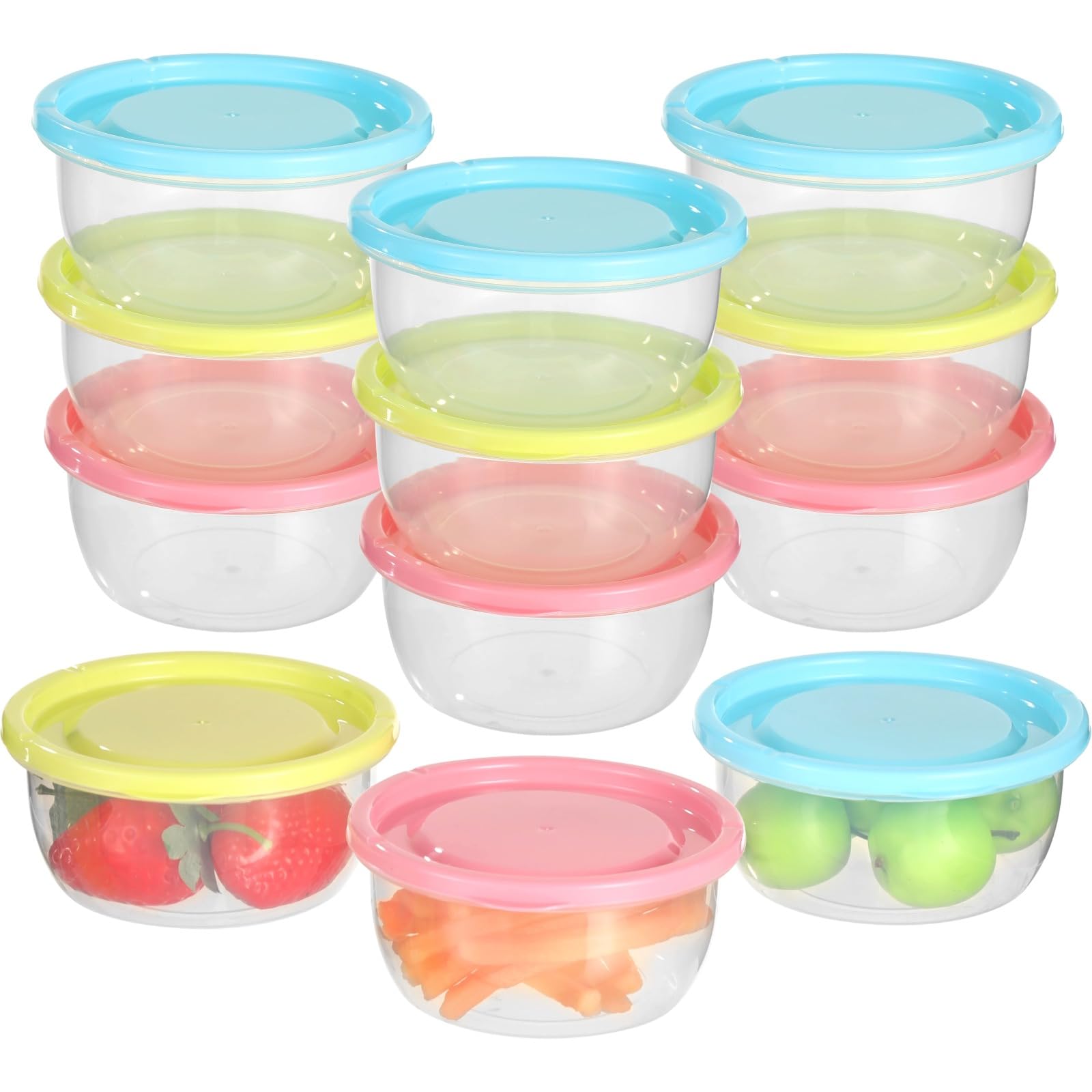 12 Stk. Lebensmittelbehälter mit Deckeln, 12 oz kleine Deli Behälter, klare PP Suppenbehälter, stapelbare To Go Boxen, geeignet für Kühlschrank, Mikrowelle, Geschirrspüler