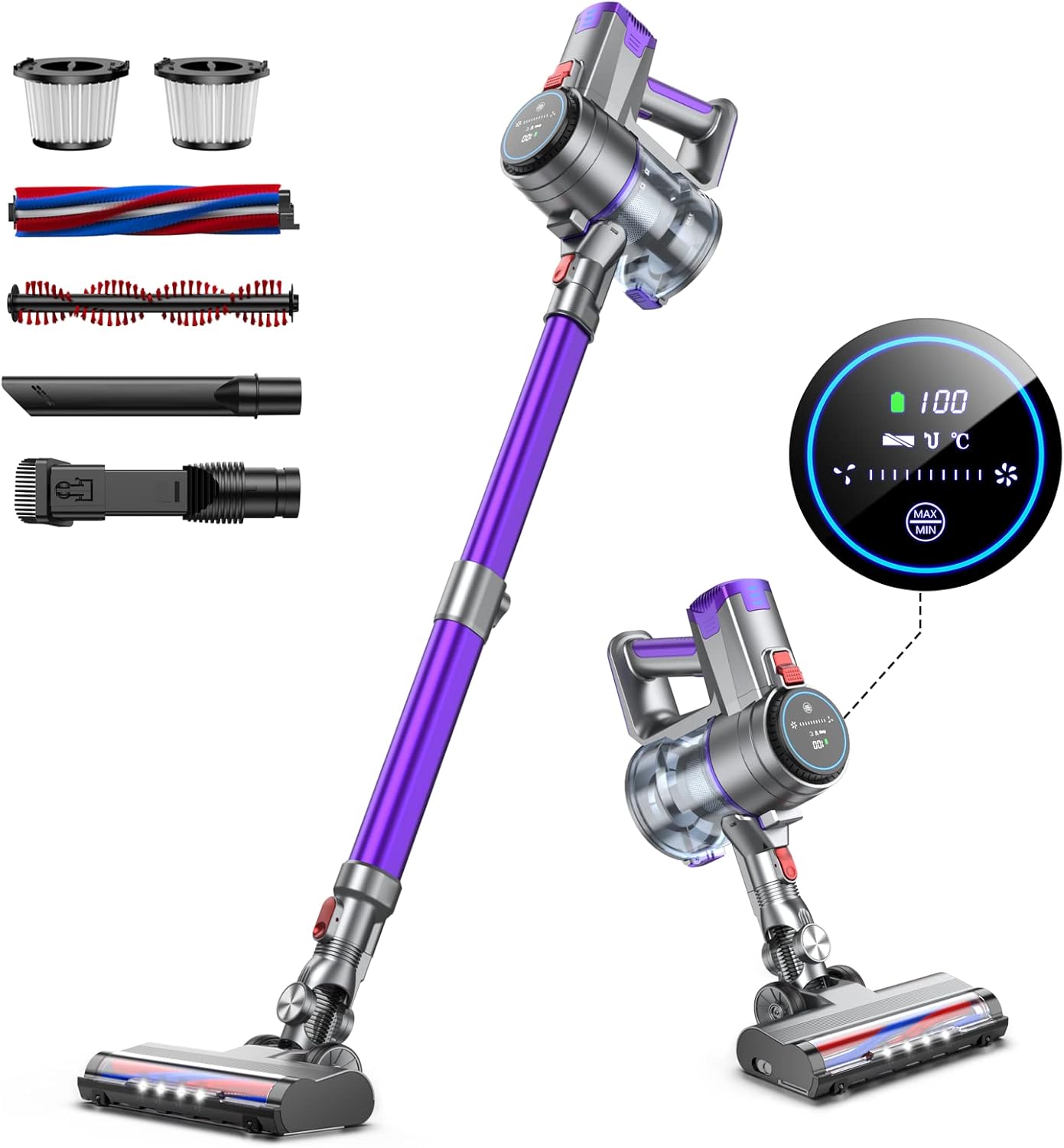 BuTure VC10 Cordless Vacuum Cleaner, 33000 Pa High Suction Power Vacuum