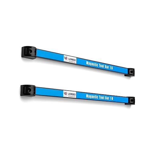 LSR LORESO Soporte magnético para herramientas de 18 pulgadas, juego de 2 barras magnéticas para herramientas, tira magnética de metal resistente,