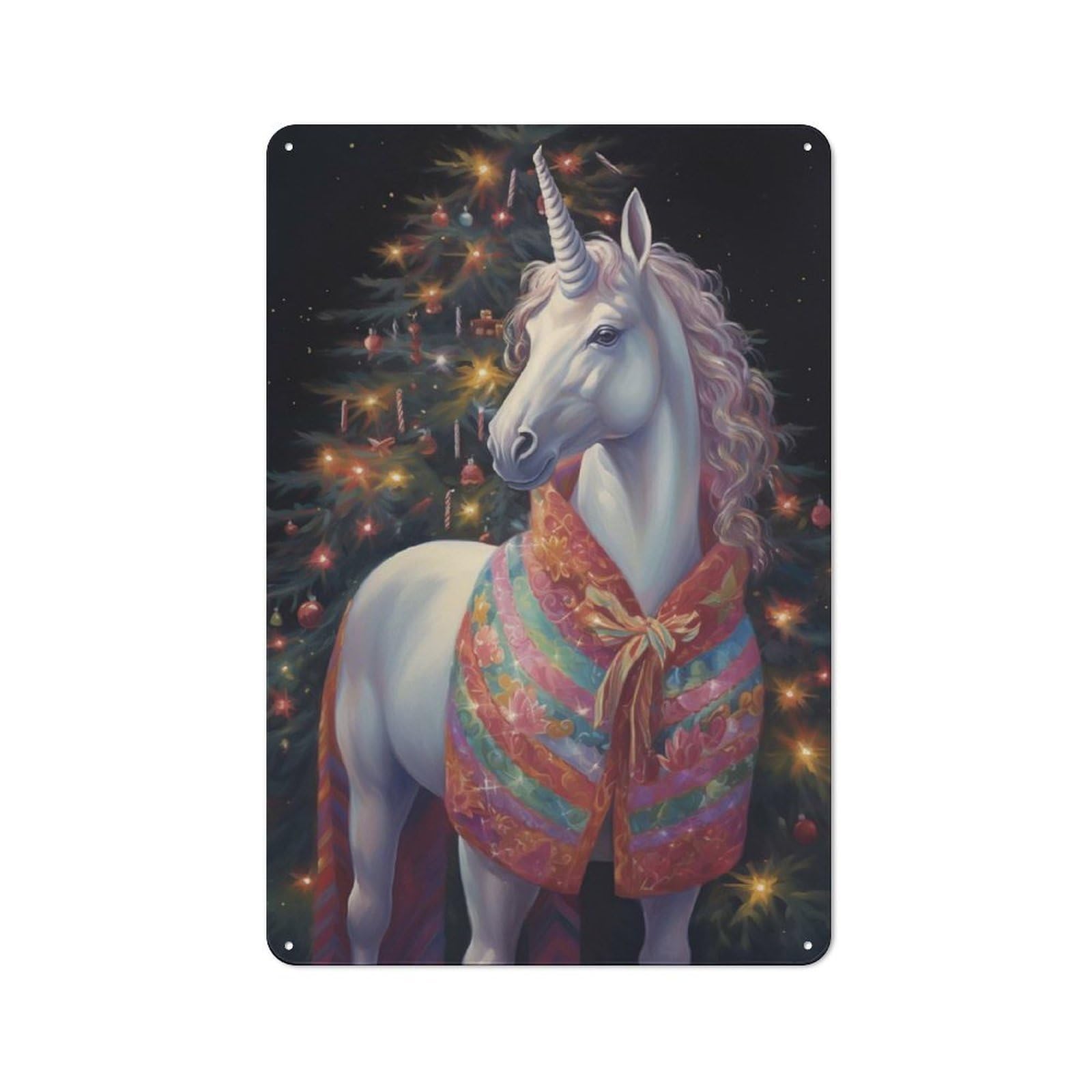 Junmoney Xmas Fantasic Unicorn Metal Plaque 30X20cm With For Garage Wall, Retro Decor, For Garage Decor Collectors Refreshing A Room In Autumn