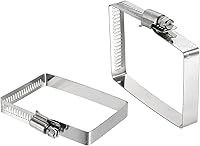 Vista 17 de uxcell 2 abrazaderas de manguera rectangulares de acero inoxidable 304, ajustables de 2 x 2 pulgadas, abrazaderas de tubo de conducto de engranaje