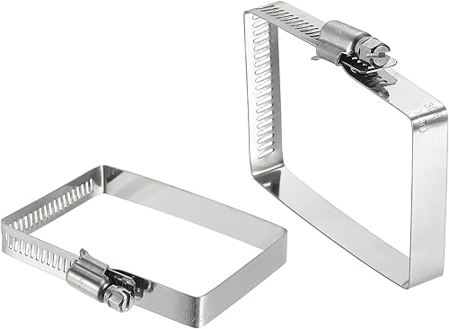 Miniatura 17 de uxcell 3 abrazaderas de manguera rectangular de acero inoxidable 304, ajustables de 2 x 2 pulgadas, abrazaderas de tubo de tubo de conducto