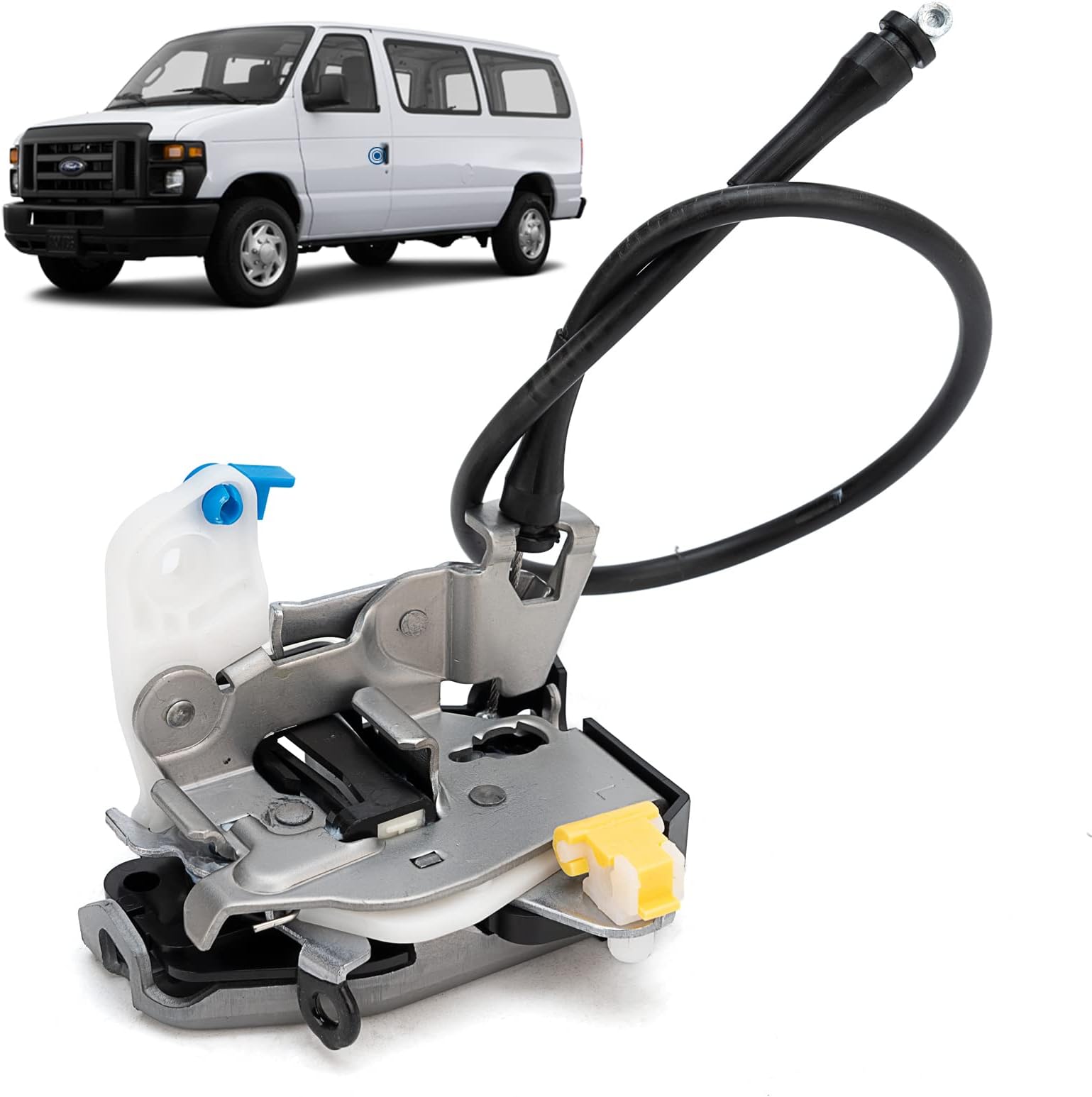 Qagea Front Door Lock Latch Assembly - Left Driver Side - Fit for 1996-2019 Ford E150 E250 E350 E450 Econoline Van, Replaces# 6C2Z-1521813-A, 6C2Z1521813A