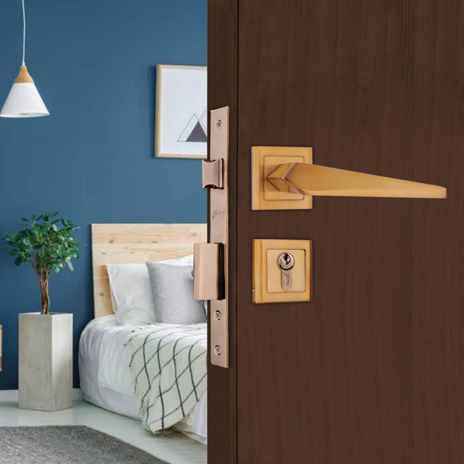 Godrej Mortise Lock | Handle Lock Set for Main & Bedroom Door | Smooth Rossette Home Décor Handle | Sunset Rose Gold Finish | 9 Inch Lockbody | 60 mm 1CK Cylinder - Knob from Inside and with 3 Keys (B0CPPQSG85) Amazon Price History, Amazon Price Tracker