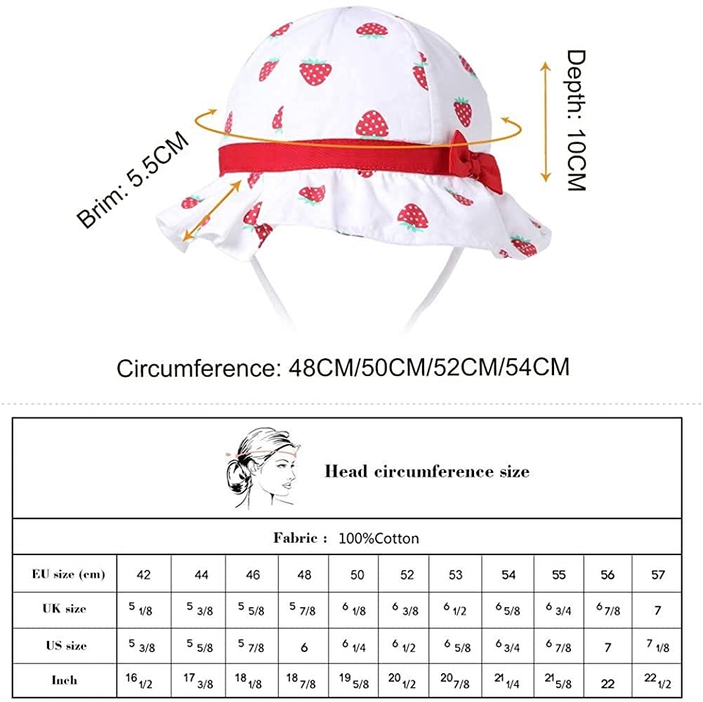 osłona przeciwsłoneczna Summer Bucket Hat Travel Beach Sun Hat Regulowany pasek pod brodą (kolor: niebieski kwiat, rozmiar: 6-12 miesięcy) (truskawka2 12A18 miesięcy)