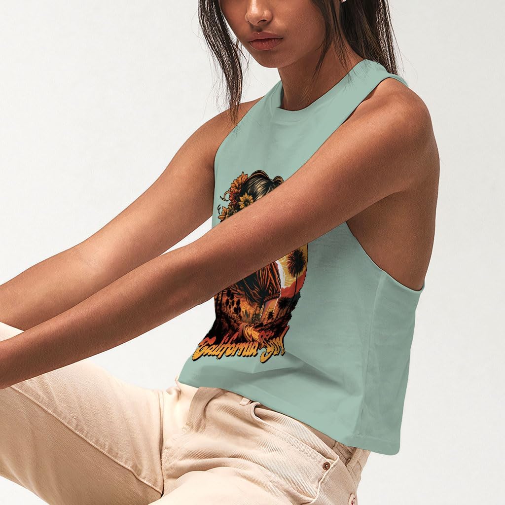 California Girl Racerback Cropped Tank - Floral Women's Tank - Themed Tank Top