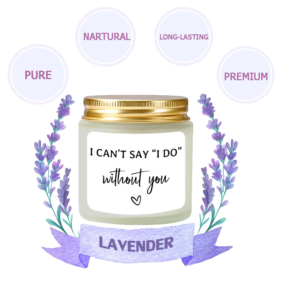 Vela perfumada para dama de honor, vela de cera de soja de lavanda, regalos de propuesta de dama de honor, regalos de dama de honor, regalos para amigas, niñas y mujeres, 4 onzas