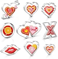 Wmtidene 9-Piece Stainless Steel Heart Cookie Cutters Set - Valentine's Day Anniversary Baking Molds, 9 Sizes