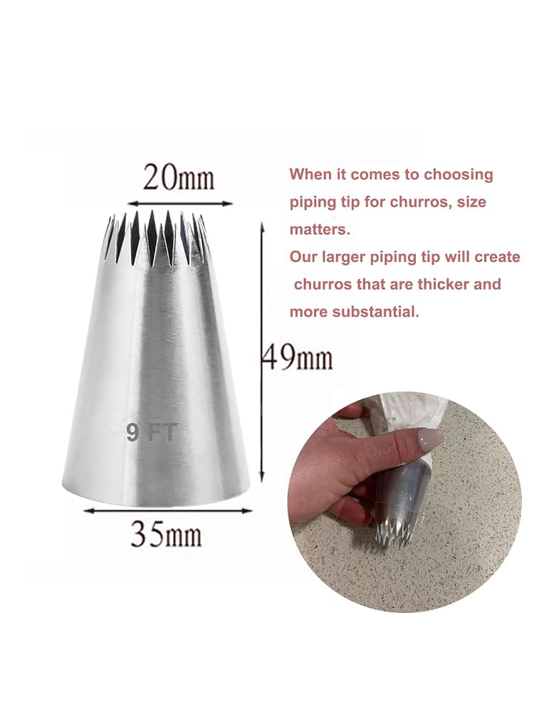 Stainless Steel Tips 3-Piece Churro Piping Tips Set - Stainless Steel ...