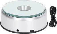 HERCHR Suporte de exibição giratório LED, base de exibição de LED de 360 graus, suporte de esfera de cristal de luz colorida para arte de vidro de cristal 3D, 10 cm
