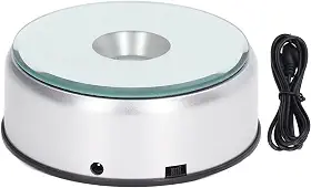 HERCHR Suporte de exibição giratório LED, base de exibição de LED de 360 graus, suporte de esfera de cristal de luz colorida para arte de vidro de cristal 3D, 10 cm